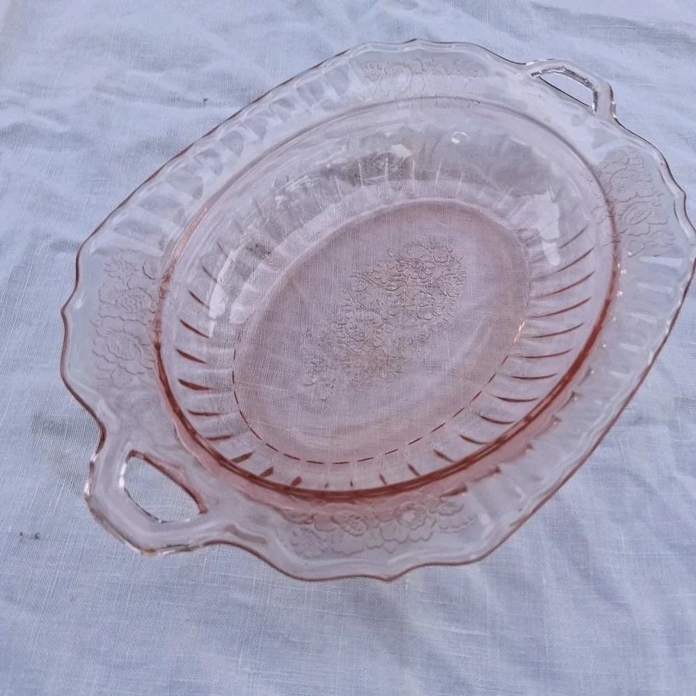 Vintage Anchor Hocking Mayfair Open Rose Pink Depression Glass Bowl 11